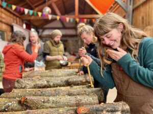 People working with wood in a workshop